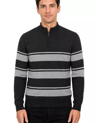 Men's Striped Quarter Zip Sweater #WXX-26 — W129 / S-M-L-XL