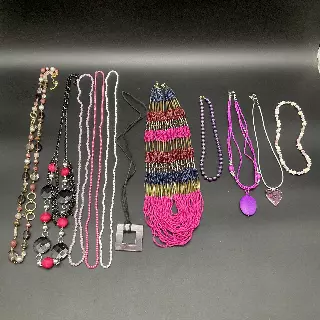 Vintage to Modern Costume Jewelry Necklace Lot of 10 Beaded Faux Pearl Statement