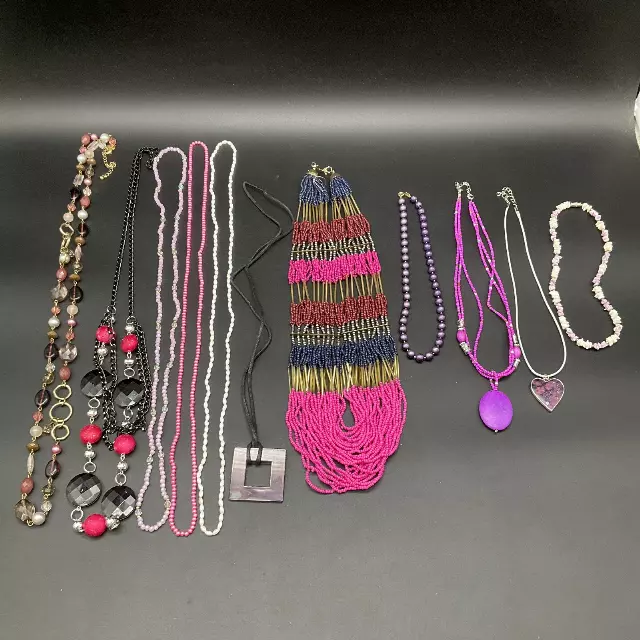 Vintage to Modern Costume Jewelry Necklace Lot of 10 Beaded Faux Pearl Statement