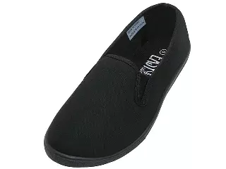 S316M - Men's "Easy USA" Slip on Twin Gore Upper Canvas Shoes — Black (S316M-BB) / 8