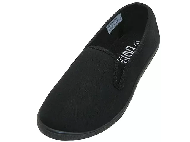 S316M - Men's "Easy USA" Slip on Twin Gore Upper Canvas Shoes — Black (S316M-BB) / 10