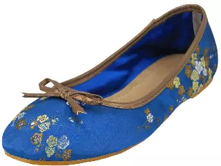 S9200L - Women's "Easy USA" Satin Brocade Ballet Flat Shoes — Blue (S9200L-Blue) / 5-10 Assorted