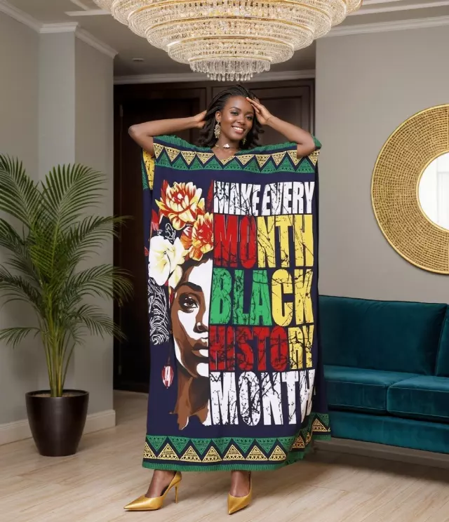 PNA-1611 - Women's Comfy Kaftan Dress with Headwrap- One Size (6-PCS PRE-PACK) - $7 Each — One Size (4-24) / Print-1611A