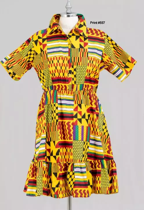 7680A - ON SALE!!! 100% COTTON PRINTED PLEATED BOTTOM FRILL DRESS (3 PCS PRE-PACK) - $15 EACH — One Size (4 - 24) / Print-557