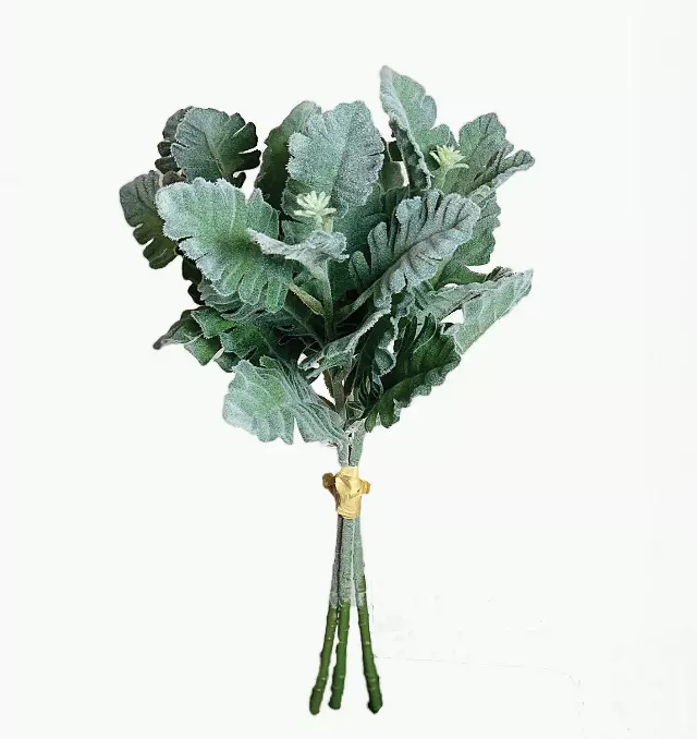 SBG6102GN – 13” Flocked Dusty Miller bundle x3 – “each” (Min 12) – Case 24 pcs