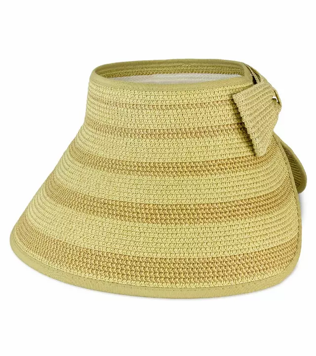 Magid Straw Two Tone Striped Color Block Roll Up Visor · SKU HA-5882S-NT/TST