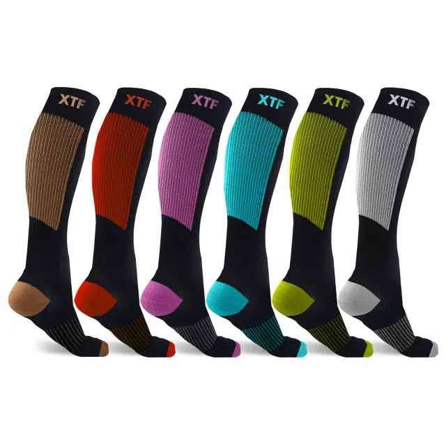 COPPER-INFUSED COMPRESSION SOCKS - 6 ASST COLORS — Mix / Small/Medium