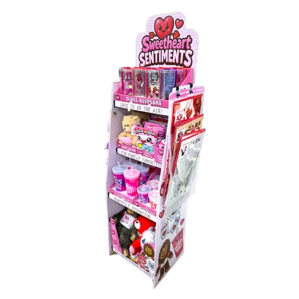 Valentines Day Glass Plush and Gift Assortment Floor Display - 56 Pieces Per Retail Ready Display Kit 88616