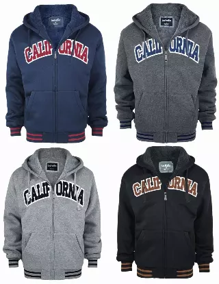 Men's Sherpa Lined Hoodie-CALIFORNIA- Style #MFJ144- $12.50/ Unit — S-2XL (WHOLESALE) / Navy