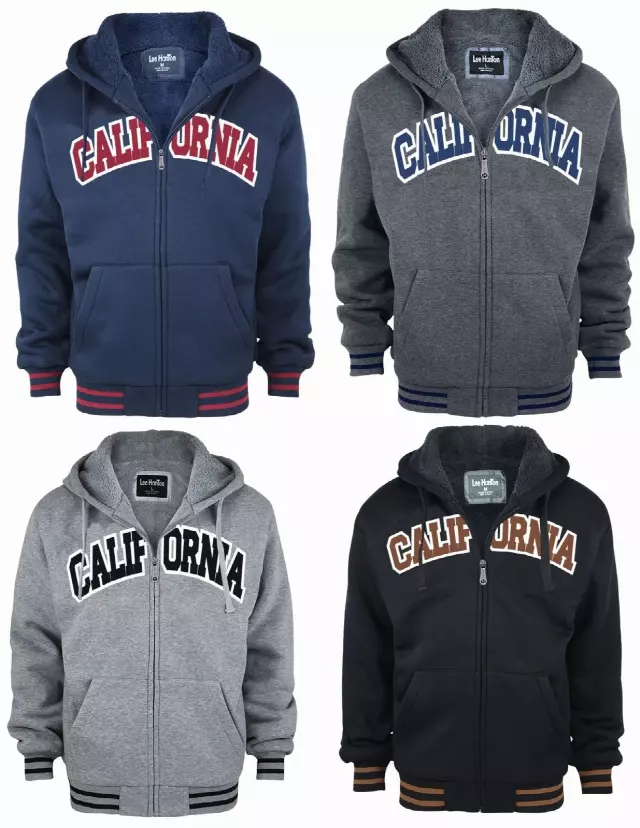 Men's Sherpa Lined Hoodie-CALIFORNIA- Style #MFJ144- $12.50/ Unit — S-2XL (WHOLESALE) / Dark Grey