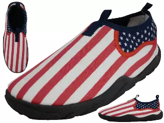 S1172L - Wholesale Women's "Wave" Nylon Upper With TPR. Outsole US Flag Printed Water Shoes