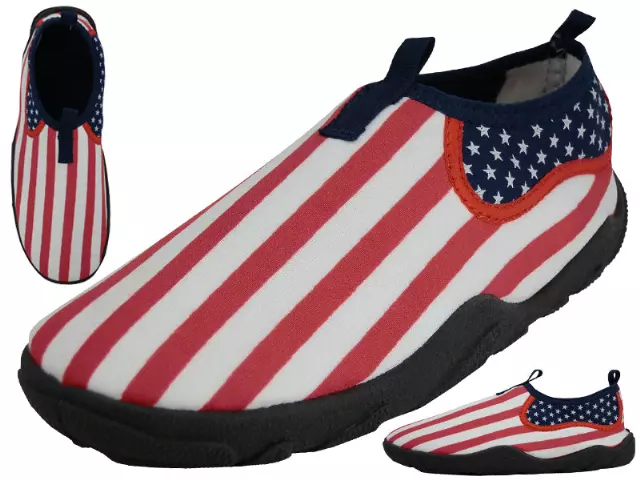 S1172L - Wholesale Women's "Wave" Nylon Upper With TPR. Outsole US Flag Printed Water Shoes