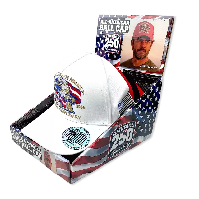 USA 250 Patriotic All-American Ball Cap Hat - 6 Pieces Per Retail Ready Display 26553