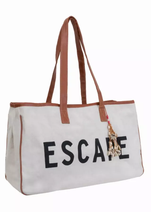 Magid Canvas Slogan Tote "ESCAPE"
