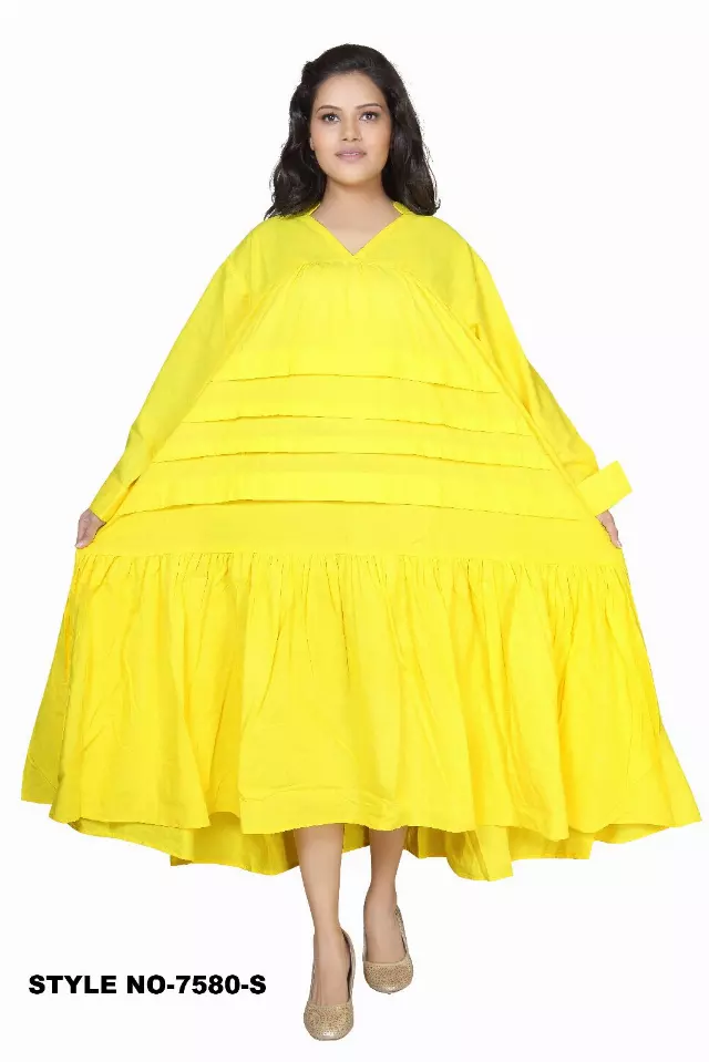 7580S - ON SALE!!! Solid Color Tunic Dress (3 PCS PRE-PACK) - $15.00 EACH — One Size (4 - 24) / Yellow