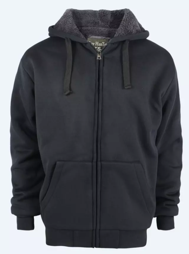 Men's Sherpa Lined Hoodie- Style #MFJ105- $10.90/ Unit 12 PCS/CASE- PLEASE SEE DESCRIPTION — Dark Grey