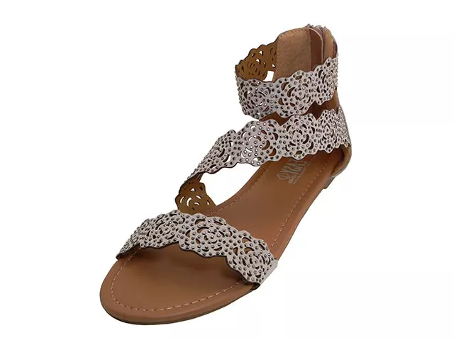 W5200L - Women's "Easy USA" Soft Floral Design Upper Sandals — Beige (W5200L-C) / 6-11 Assorted
