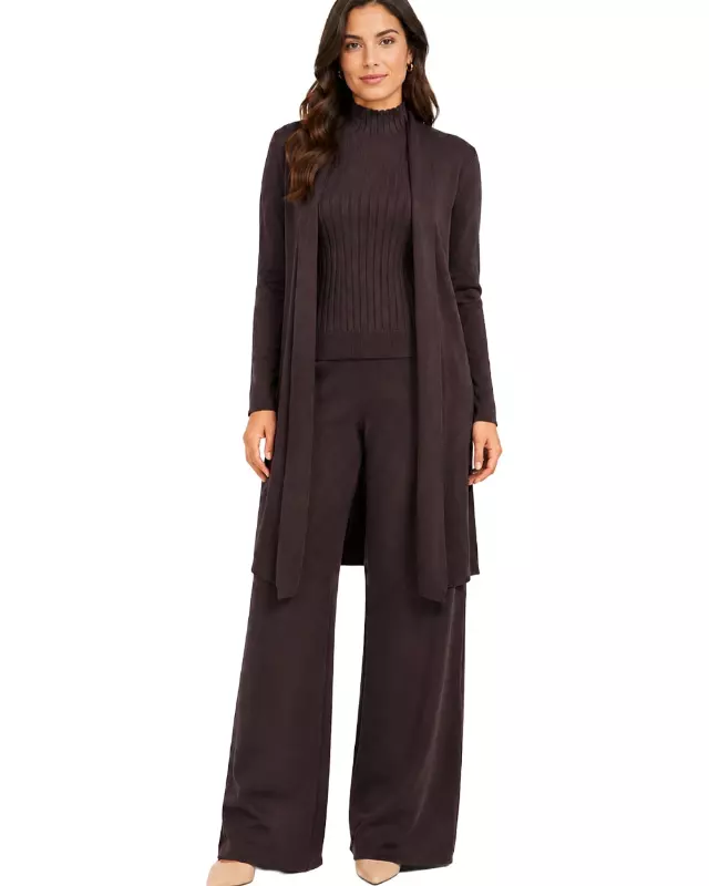 Women's 3-Piece Ribbed Knit Loungewear Set #11 — Brown / S/M-L/XL