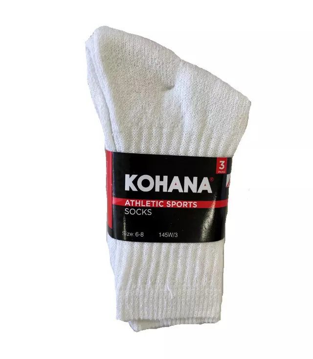 Socks - 6-8 1/2 White Crew Socks - 6 Pair Bundle - 145W-6
