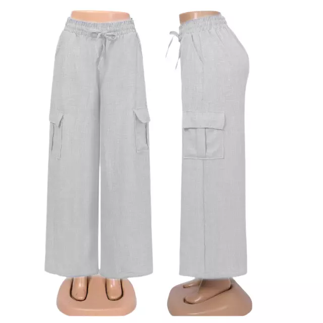 Chicaluv - Women’s Cotton Trousers – Straight Fit Cargo Pants - XV0653