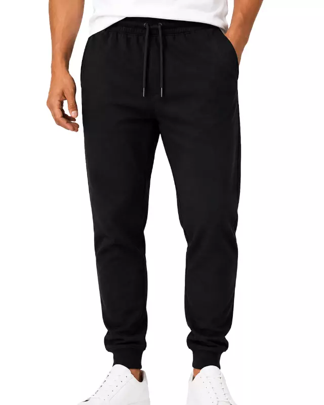 Men's Lightweight Fleece Jogger Pants #03 — Black / S-M-L-XL