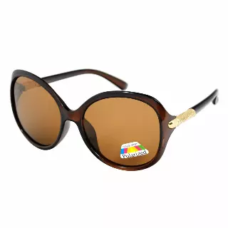 Women Polarized Oversized Sunglasses with Engraved Gold Metal Temples PL10055