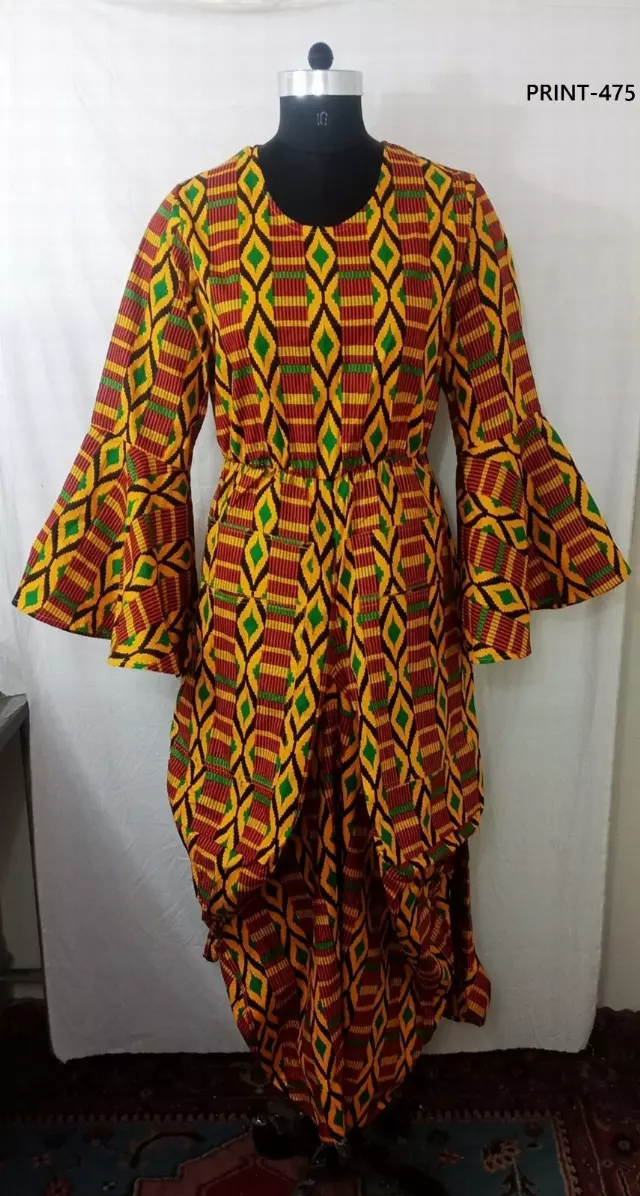 7561 - ON SALE!!! Full Bell Sleeve Dress - $15.00 Each — Free Size / Print-475
