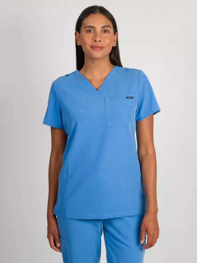 Camilla | Slim 1 Pocket Scrubs Top — Ceil / XL