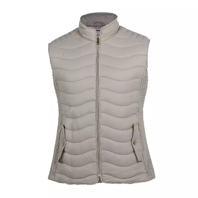 Women’s Solid Berber Lined Puffer Vest with Expandable Sides Plus Size- Style #LV1701X - $11.90/Unit 12 PC — S-XL (WHOLESALE) / Sand
