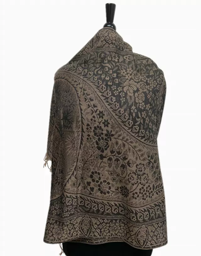 IN120 Pattern Pashmina — black