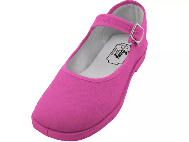 T2-115L - Women's "Easy USA" Comfortable Cotton Upper Mary Jane Shoes — Fuchsia (T2-115L-F) / 5-10 Assorted