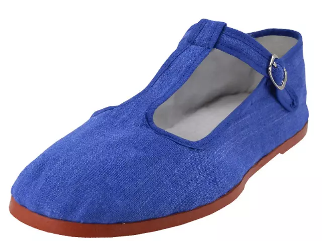 T5-777 - Women's T-Strap Cotton Upper Classic Mary Jane Shoes — Royal Blue (T5-777-ROYAL) / 6-10 Assorted