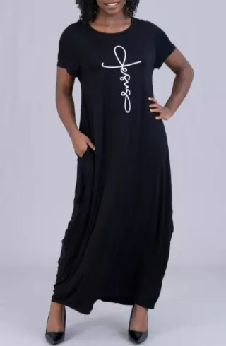 CHH21045ss Short Sleeve Jesus Knit Maxi Dress- One Size (6-PCS PRE-PACK- 6 Assorted Colors) ($20.00 Each)