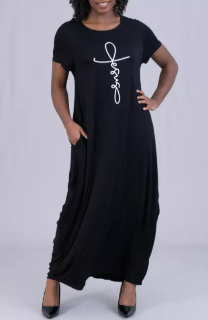 CHH21045ss Short Sleeve Jesus Knit Maxi Dress- One Size (6-PCS PRE-PACK- 6 Assorted Colors) ($20.00 Each)