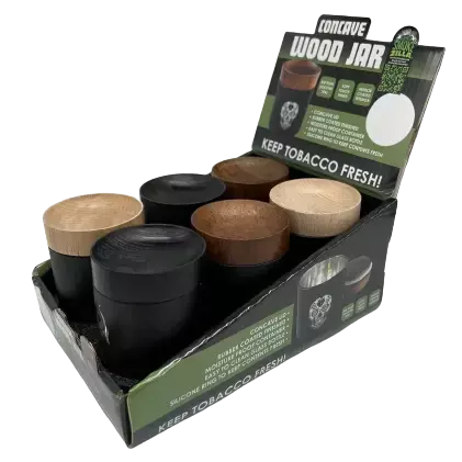 Mirrored Glass Storage Jar with Concave Wood Lid - 6 Pieces Per Retail Ready Display 23052