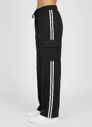 Women's Wide-Leg Cargo Pants #02 — Black / S-M-L-XL