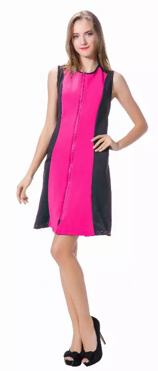 16030- Sleeveless Scuba Color-block Sheath Cocktail Dress - (6-PCS PRE-PACK)(SALE $5 Each) — S/M/L/XL / Red