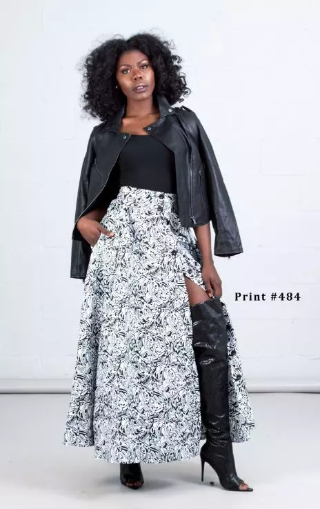 9053 - Button Down 8 Panel Authentic African Skirt (3 PCS PRE-PACK) ON SALE - $18 Each — One Size (4 - 24) / Print-484A