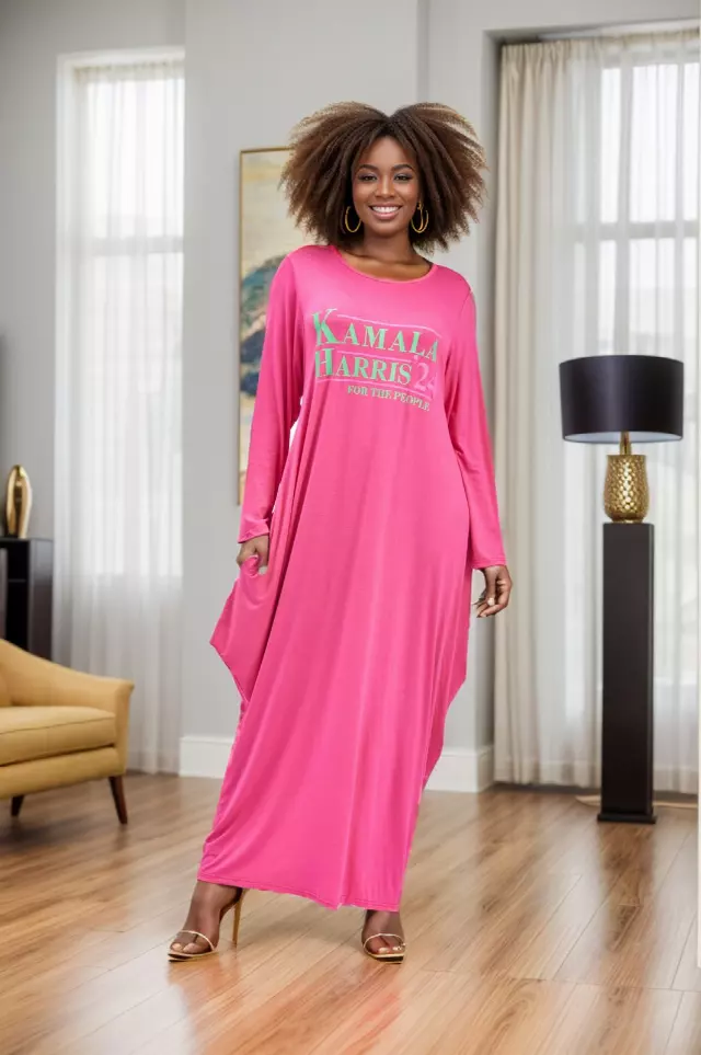 24037 - Women's "Kamala Harris" Maxi Balloon Dress - For The People (4 Colors) - One Size ($5 Each) — 3-Pcs PRE-PACK / Fuchsia