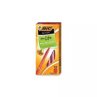 BIC PEN ROUND STICK MEDIUM POINT RED (12/BX) CASE PK 36