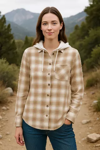 River Trail Ladies "Summit Soft" Hooded Flannel Top