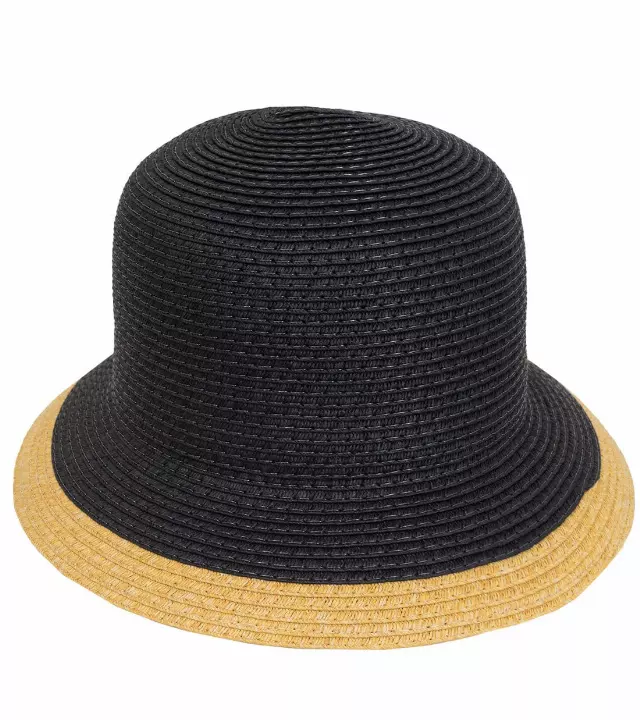 Magid Straw Color Block Bucket Sun Hat — BLACK/TOAST