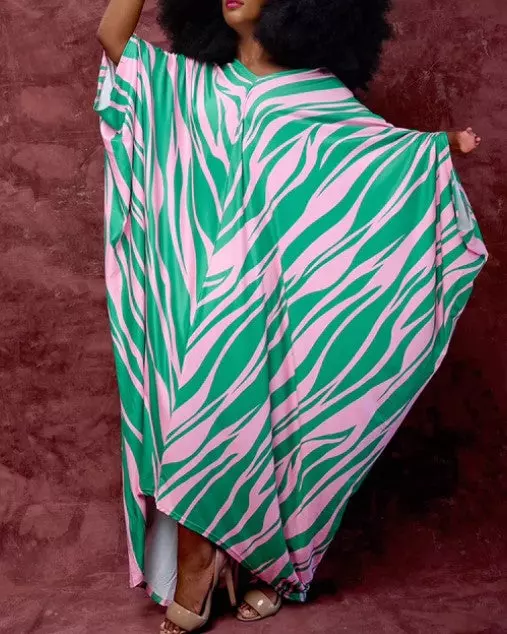 22142 - ON SALE!!! Pink Green Knit Kaftan - (3 Pcs Pre pack) - $12 Each
