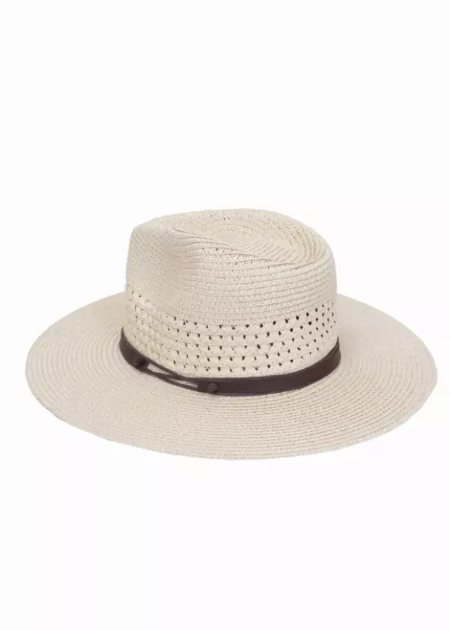 Max Studio Eyelet Straw Panama Hat — NATURAL
