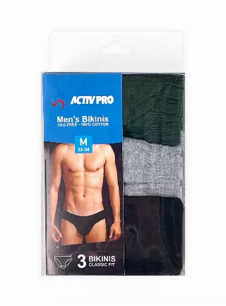 Men's Bikini Briefs (Dozen) — Assorted Stripes / Small