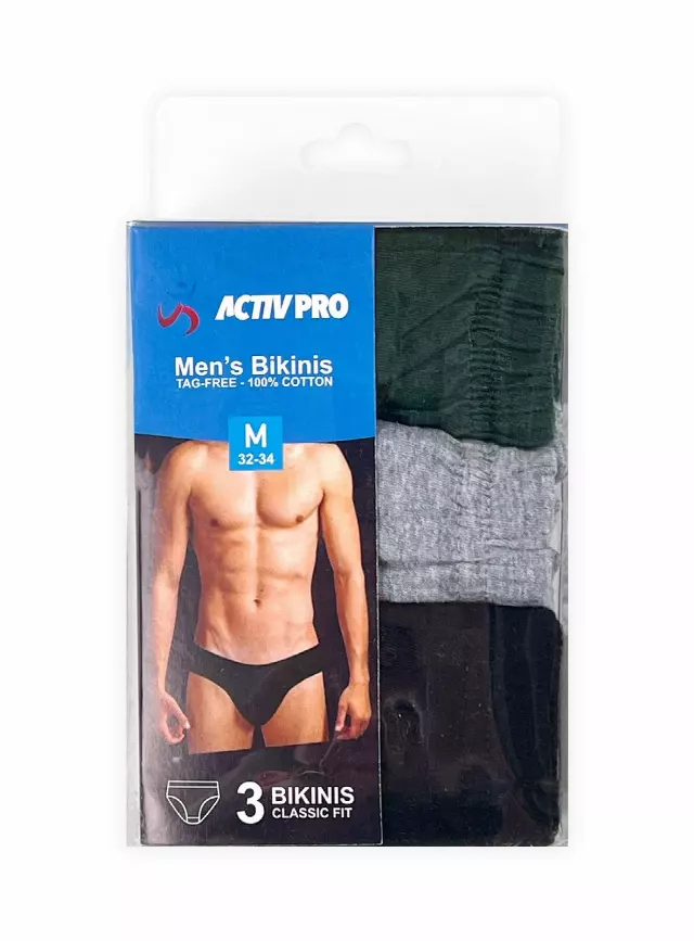 Men's Bikini Briefs (Dozen) — Assorted Stripes / Extra Large