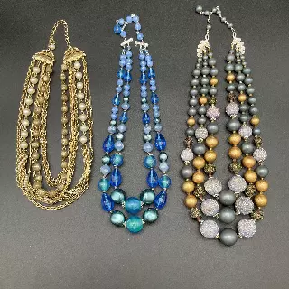 Vintage Napoli Signed & Multi-Strand Costume Jewelry Necklace Lot of 3