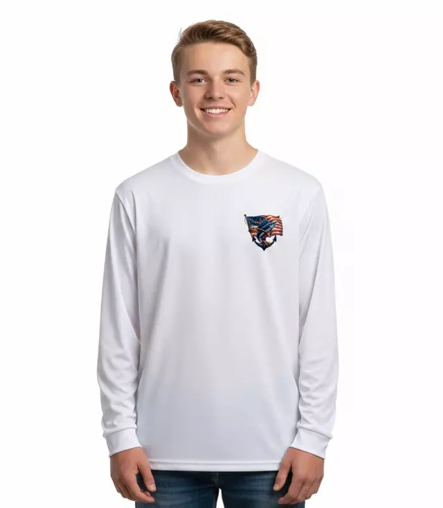 Boys Performance L/S Top Fish Design with USA Flag-7600188