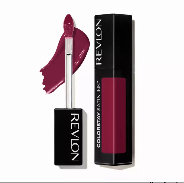 REVLON ColorStay Satin Ink Crown Jewels Liquid Lipstick, Longlasting & Waterproof Lipcolor, Moisturizing Creamy Formula Infused with Black Currant Seed Oil, 034 Regal Ruby, 0.17 fl oz.