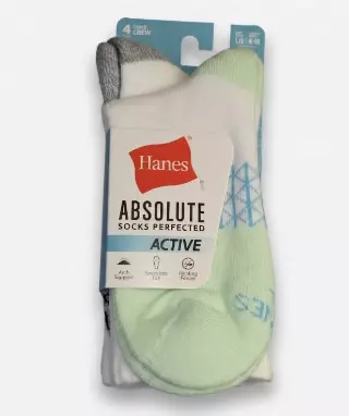 #4-H-6550 ‘Hanes’ Girls Crew Socks 4 Pair Pack – $2.40 per pack (14 Packs)